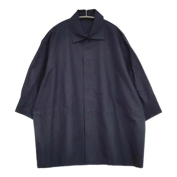 LOEFF リップクロス シャツ コットンシルク スナップボタン サイズ1 ブラウス シャツ ネイビー レディース ロエフ【中古】5-0809M♪