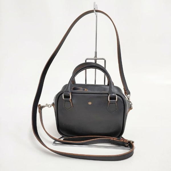 R&D.M.Co- レザー ボストンバッグ ミニ 定価49500円 ショルダーバッグ ブラック レディース オールドマンズテーラー【中古】5-1103G∞