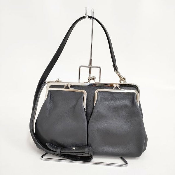 R&D.M.Co- レザー がま口ショルダーバッグ 定価66000円 ショルダーバッグ ブラック レディース オールドマンズテーラー【中古】5-1103G∞