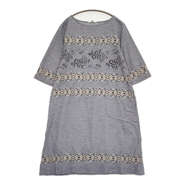 45R/45rpm ハケ目ガーゼツイード刺繍ワンピース ドレス 定価68200円 ブルー レディース フォーティーファイブアールピーエム【中古】5-1031M♪