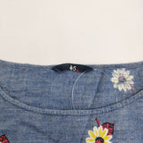 45R/45rpm コットンリネンダンガリーデイジープリントワンピース ドレス 定価41800円 ブルー レディース フォーティーファイブアールピーエム【中古】5-1031M♪