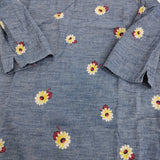 45R/45rpm コットンリネンダンガリーデイジープリントワンピース ドレス 定価41800円 ブルー レディース フォーティーファイブアールピーエム【中古】5-1031M♪