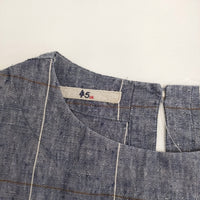 45R/45rpm リネン先染ワンピース ドレス 定価50600円 チェックワンピース ブルー レディース フォーティーファイブアールピーエム【中古】5-0809S♪