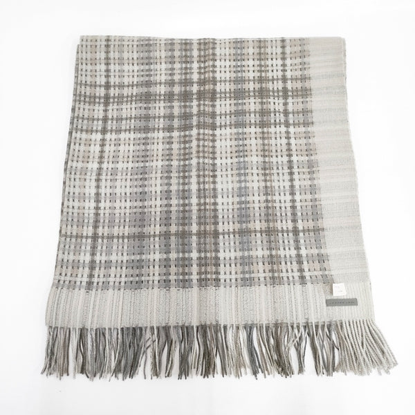 JURGEN LEHL J0144ESF62 大判 マフラー ウール ストール ライトグレー レディース ヨーガンレール【中古】5-1027T◎