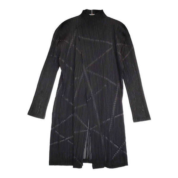 PLEATS PLEASE ISSEY MIYAKE フロントオープン プリーツ ロング カーディガン PP43-JA781 ブラック レディース プリーツプリーズ【中古】5-0731M♪