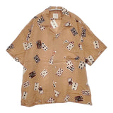Karl Helmut トランプ柄 レーヨン アロハシャツ ピンクハウス 半袖シャツ サーモンピンク メンズ カールヘルム【中古】6-0422S∞