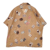 Karl Helmut トランプ柄 レーヨン アロハシャツ ピンクハウス 半袖シャツ サーモンピンク メンズ カールヘルム【中古】6-0422S∞