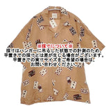 Karl Helmut トランプ柄 レーヨン アロハシャツ ピンクハウス 半袖シャツ サーモンピンク メンズ カールヘルム【中古】6-0422S∞