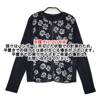APPENA P14111 スパンコール 日本製 サイズ2 シルク カーディガン ネイビー シルバー レディース アペーナ【中古】5-1007T△