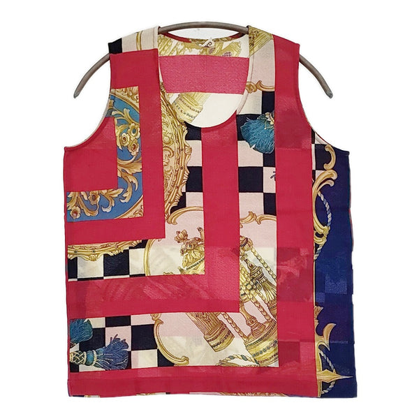 COMME des GARCONS スカーフ柄 ウール GK-B024 タンクトップ AD2003 レッド レディース コムデギャルソン【中古】5-0819S♪
