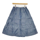 tricot COMME des GARCONS コットン リネン ダンガリー ティアード ロングスカート AD2007 ブルー レディース トリココムデギャルソン【中古】5-1105M∞