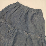 tricot COMME des GARCONS コットン リネン ダンガリー ティアード ロングスカート AD2007 ブルー レディース トリココムデギャルソン【中古】5-1105M∞