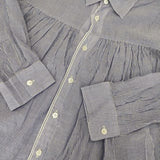 tricot COMME des GARCONS ギャザー ストライプ ブラウス シャツ AD2012 ブルー ホワイト レディース トリココムデギャルソン【中古】5-1103M∞