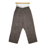 ヤンマ産業 YAMMA 会津木綿 イージーパンツ 棒縞 バルーン パンツ ベージュ ネイビー レディース ヤンマ産業【中古】5-1105G∞