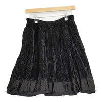 ZUCCa VネックトップスM スカートS ベルベット サテン 切替 セットアップ ブラック レディース ズッカ【中古】5-0809S♪