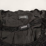 ZUCCa VネックトップスM スカートS ベルベット サテン 切替 セットアップ ブラック レディース ズッカ【中古】5-0809S♪