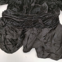 ZUCCa VネックトップスM スカートS ベルベット サテン 切替 セットアップ ブラック レディース ズッカ【中古】5-0809S♪