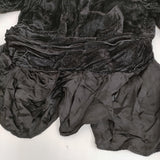 ZUCCa VネックトップスM スカートS ベルベット サテン 切替 セットアップ ブラック レディース ズッカ【中古】5-0809S♪
