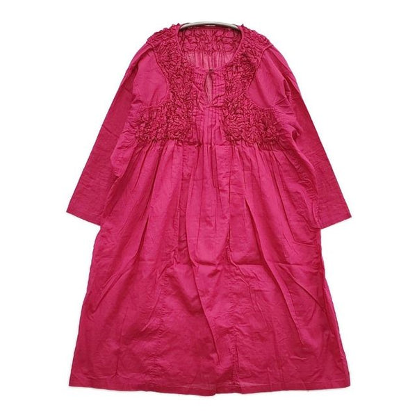 ZUCCa フリル コットンドレス 製品染め 断ち切り ワンピース ピンク レディース ズッカ【中古】5-1103M∞