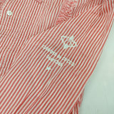 CABANE de ZUCCa 刺繍 フリル コットン ストライプ カットオフ 長袖シャツ ピンク ホワイト レディース カバンドズッカ【中古】5-1103M∞