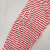 CABANE de ZUCCa 刺繍 フリル コットン ストライプ カットオフ 長袖シャツ ピンク ホワイト レディース カバンドズッカ【中古】5-1103M∞