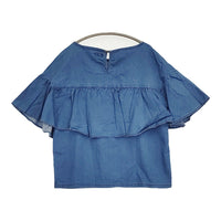 BLUE BLUE フリル シャンブレー ブラウス シャツ ブルー レディース ブルーブルー【中古】5-0809S♪