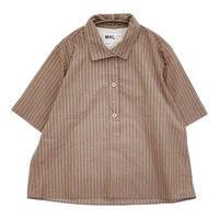 MHL. WASHED STRIPE COTTON 595-1152502 サイズ2 プルオーバー 半袖シャツ 21SS ブラウン ホワイト レディース エムエイチエル【中古】5-0809S♪