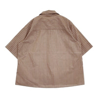 MHL. WASHED STRIPE COTTON 595-1152502 サイズ2 プルオーバー 半袖シャツ 21SS ブラウン ホワイト レディース エムエイチエル【中古】5-0809S♪