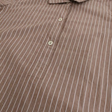 MHL. WASHED STRIPE COTTON 595-1152502 サイズ2 プルオーバー 半袖シャツ 21SS ブラウン ホワイト レディース エムエイチエル【中古】5-0809S♪