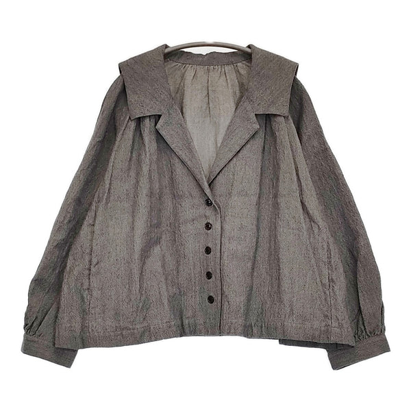nest Robe ウールリネンジャケット セーラー 定価38500円 01243-1074 ジャケット グレー レディース ネストローブ【中古】5-1022T♪