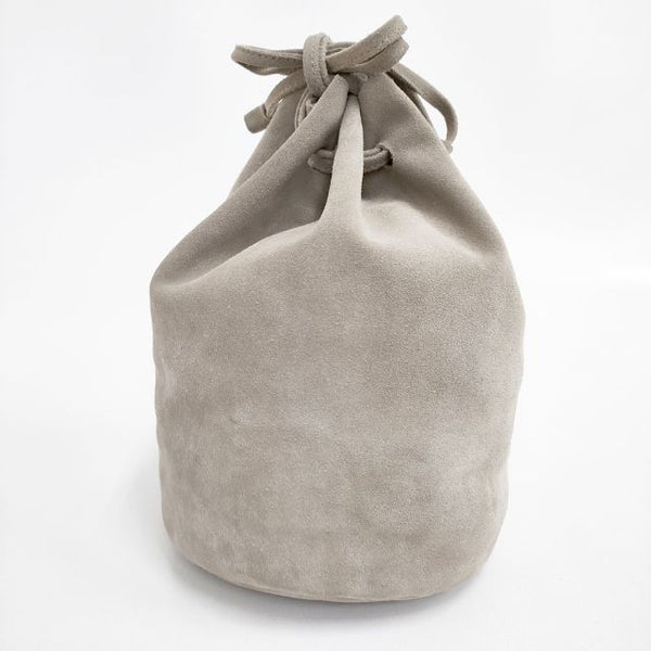 evam eva レザードローストリングバッグ 定価21000円 巾着 牛革 トートバッグ ベージュ レディース エヴァムエヴァ【中古】5-1103G∞