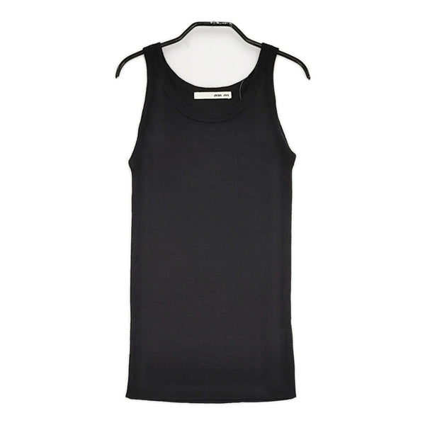 evam eva カシミヤシルクスリーブレス 定価23000円 E002K001 サイズ2 タンクトップ ブラック レディース エヴァムエヴァ【中古】5-0815M♪