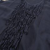 45R/45rpm テンセルのレイレイノースリーブトップ フリル 定25300円 ブラウス 紺 レディース フォーティーファイブアールピーエム【中古】5-0815S♪