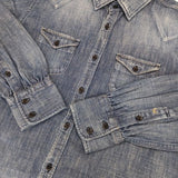 45R/45rpm ゴマデニムのイースタンシャツ（加工）定価42900円 長袖シャツ ブルー レディース フォーティーファイブアールピーエム【中古】5-1103M∞