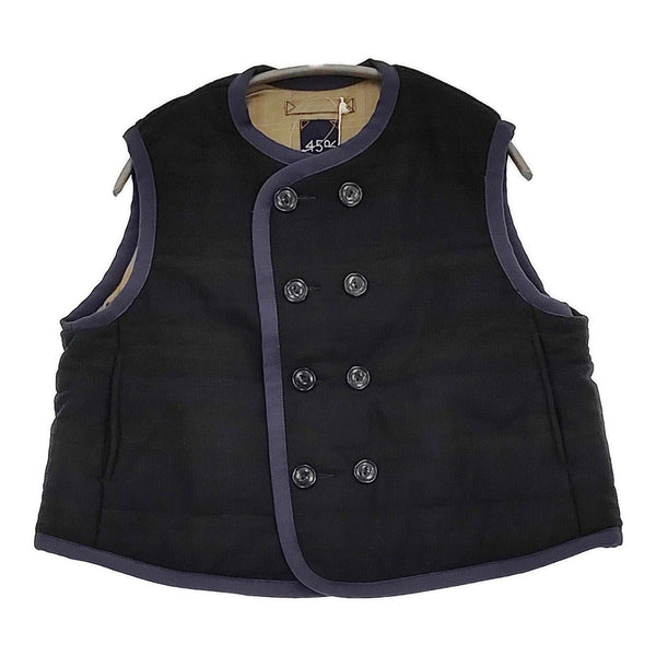 45R/45rpm ジャージフラノのリバーシブルキルトベスト 定価66000円 ネイビー グリーン レディース フォーティーファイブアールピーエム【中古】5-1022T♪