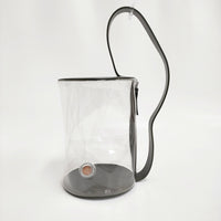 Building Block Barrel Bag PVC×レザー シリンダー 定価68000円 ハンドバッグ クリア レディース ビルディングブロック【中古】5-0815S♪