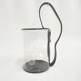 Building Block Barrel Bag PVC×レザー シリンダー 定価68000円 ハンドバッグ クリア レディース ビルディングブロック【中古】5-0815S♪