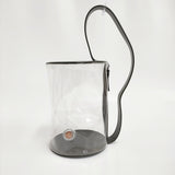 Building Block Barrel Bag PVC×レザー シリンダー 定価68000円 ハンドバッグ クリア レディース ビルディングブロック【中古】5-0815S♪
