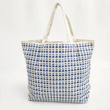 picone-accessori ピッコーネアッチェッソーリ 司祭柄 エコバッグ トートバッグ ベージュ ブルー レディース【中古】5-1103G∞