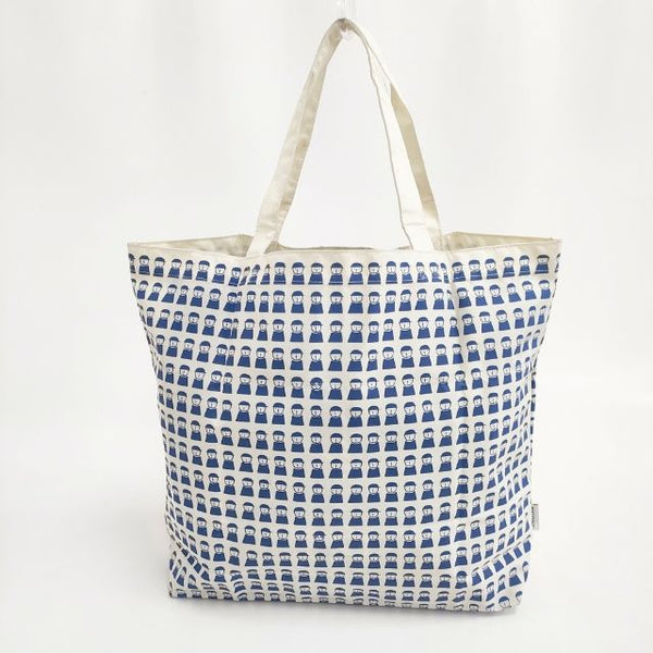 picone-accessori ピッコーネアッチェッソーリ 司祭柄 エコバッグ トートバッグ ベージュ ブルー レディース【中古】5-1103G∞