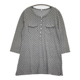 homspun 071-6651 七分袖 ヘンリーネック ポケット付き チュニック 花柄 Ｔシャツ カットソー グレー レディース ホームスパン【中古】5-0819M♪