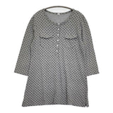 homspun 071-6651 七分袖 ヘンリーネック ポケット付き チュニック 花柄 Ｔシャツ カットソー グレー レディース ホームスパン【中古】5-0819M♪