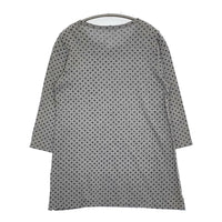 homspun 071-6651 七分袖 ヘンリーネック ポケット付き チュニック 花柄 Ｔシャツ カットソー グレー レディース ホームスパン【中古】5-0819M♪
