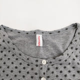 homspun 071-6651 七分袖 ヘンリーネック ポケット付き チュニック 花柄 Ｔシャツ カットソー グレー レディース ホームスパン【中古】5-0819M♪