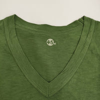 45R/45rpm Vネック サイズ2 無地 半袖Ｔシャツ カットソー グリーン レディース フォーティーファイブアールピーエム【中古】5-0809S♪