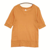 NOUVELLES DU PARADIS 五分袖 ハーフスリーブ 天竺 Ｔシャツ カットソー オレンジ レディース ヌーベルドゥパラディ【中古】5-0809S♪