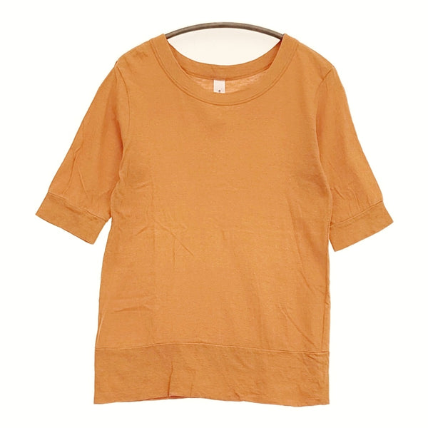 NOUVELLES DU PARADIS 五分袖 ハーフスリーブ 天竺 Ｔシャツ カットソー オレンジ レディース ヌーベルドゥパラディ【中古】5-0809S♪