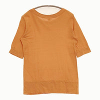 NOUVELLES DU PARADIS 五分袖 ハーフスリーブ 天竺 Ｔシャツ カットソー オレンジ レディース ヌーベルドゥパラディ【中古】5-0809S♪