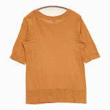 NOUVELLES DU PARADIS 五分袖 ハーフスリーブ 天竺 Ｔシャツ カットソー オレンジ レディース ヌーベルドゥパラディ【中古】5-0809S♪