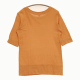 NOUVELLES DU PARADIS 五分袖 ハーフスリーブ 天竺 Ｔシャツ カットソー オレンジ レディース ヌーベルドゥパラディ【中古】5-0809S♪